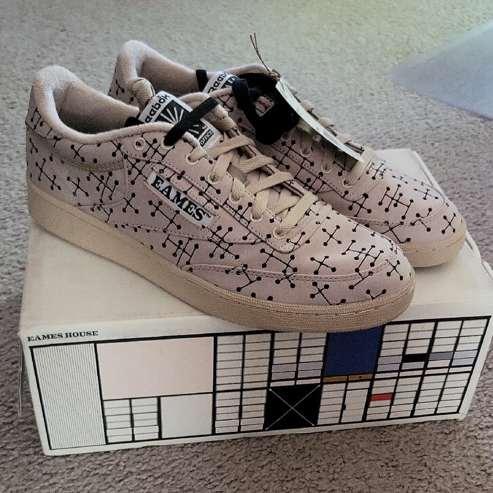 Reebok EAMES Beige and Black Athletic Shoes